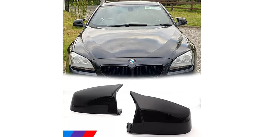 Capace oglinzi AutoREY® BMW M Style Seria 5,6,7 E60 E61 F10 F11 E63 E64 F06 F12 F13 F01 F02, Negru Lucios, Batman Style - imagine 2