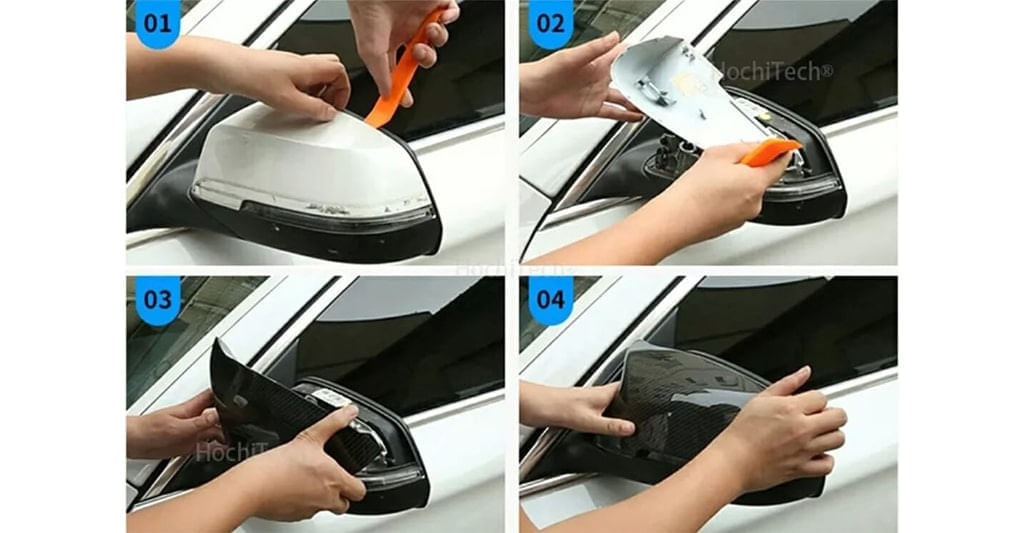 Capace oglinzi AutoREY® BMW M Style Seria 5,6,7 E60 E61 F10 F11 E63 E64 F06 F12 F13 F01 F02, Negru Lucios, Batman Style - imagine 8