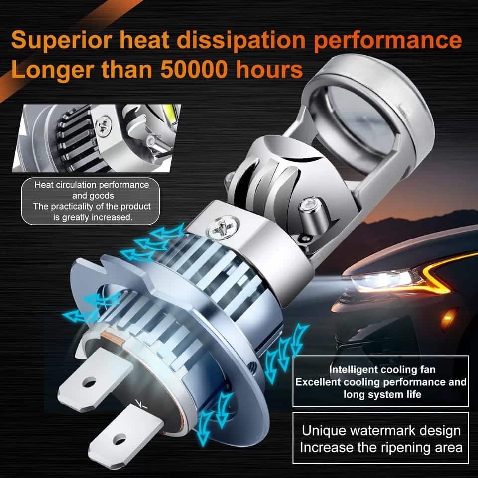 Set 2 Becuri H7 LED cu Lupa, SUPER CSP, Putere 150W si 27.000 Lumeni, CANBUS Cu cipuri CSP 7035, 6000K Alb Rece - imagine 9