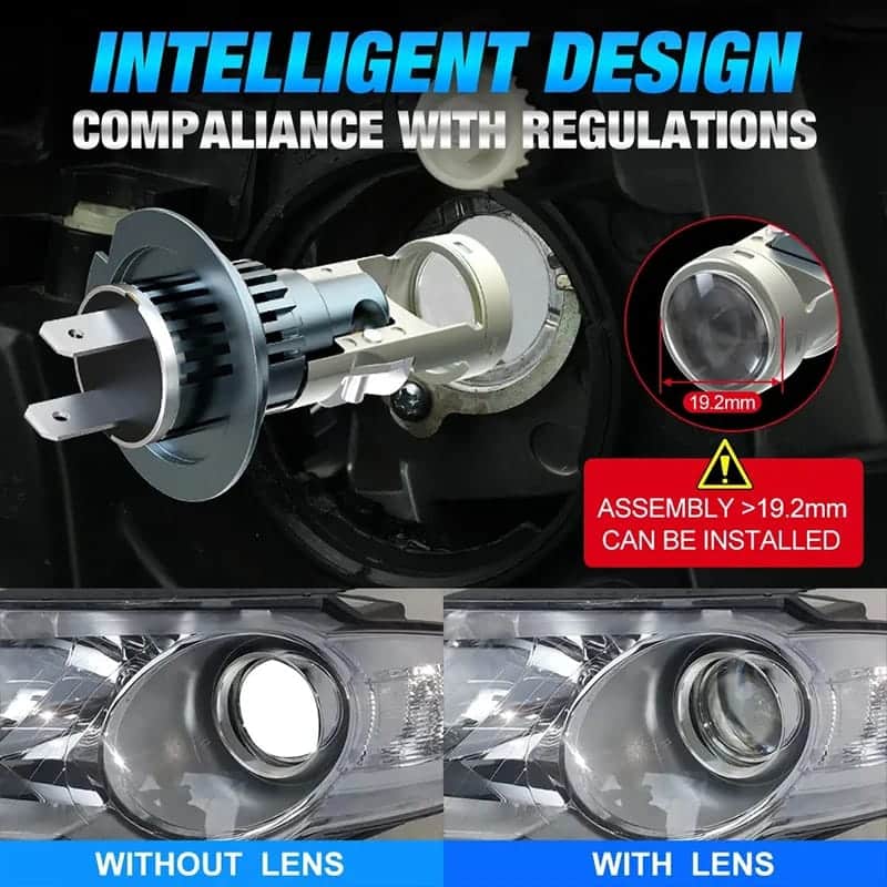 Set 2 Becuri H7 LED cu Lupa, SUPER CSP, Putere 150W si 27.000 Lumeni, CANBUS Cu cipuri CSP 7035, 6000K Alb Rece - imagine 11