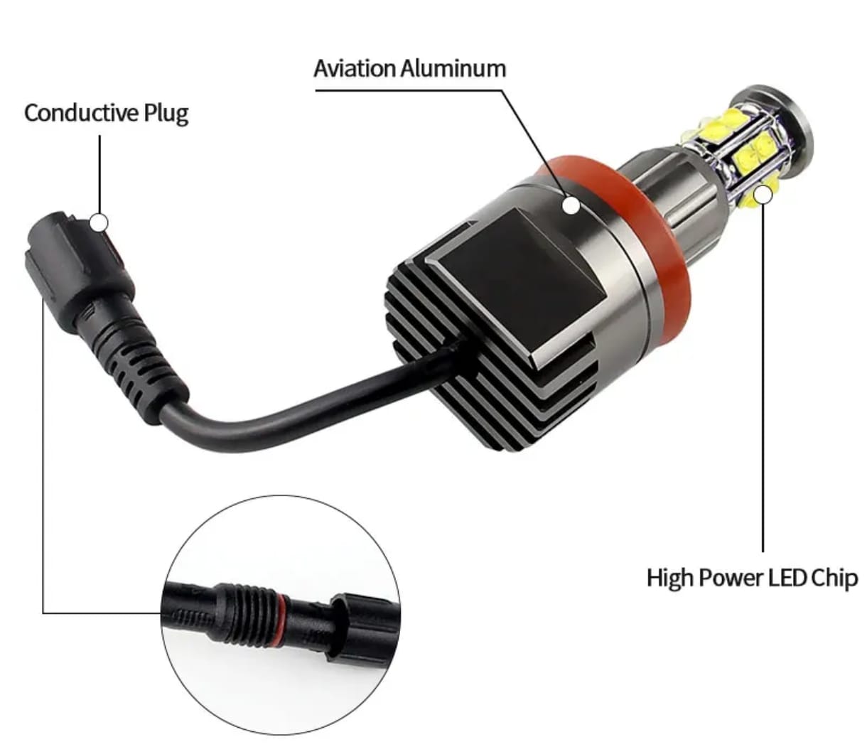 Set 2 Becuri Led Marker H8 Angel Eyes 120W BMW E60 E61, X5 E70, E90 E91 E92 E93 E87, X6 E71 E81 E82 E88 E98 LCI 6000K