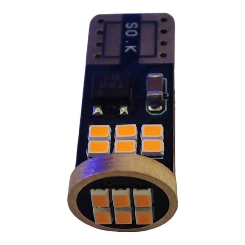 Set 2 Becuri LED Auto T10 AutoREY® Premium Canbus W5W Pentru Pozitie, Plafoniere, Portbagaj, Lumina Portocalie 3000K