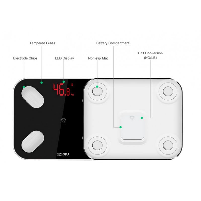 Cantar Electronic Smart Techstar®, Display Digital, Wireless, Bluetooth, Greutate 180kg Max, Compatibil Android - 4 | YEO
