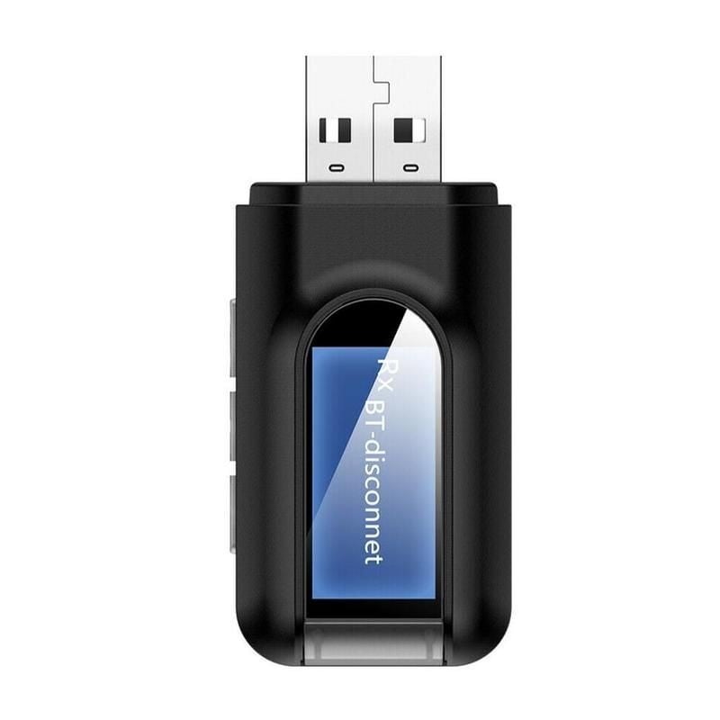 Receptor si Transmitator 2 In 1 Techstar® T16, Bluetooth 5.0, Ecran LCD, AUX, Alimentare USB, Compatibil Sisteme Audio
