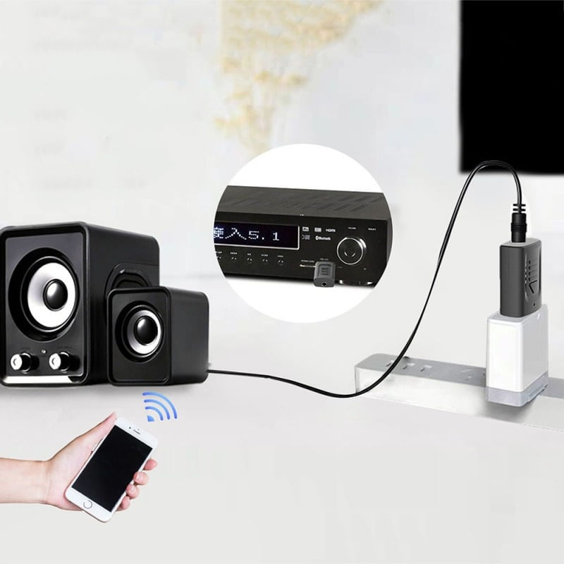 Transmitator receptor audio 4 in 1 Techstar® M135, Bluetooth 5.0, Port USB, AUX 3.5 mm, Compatibil Home TV sau Auto