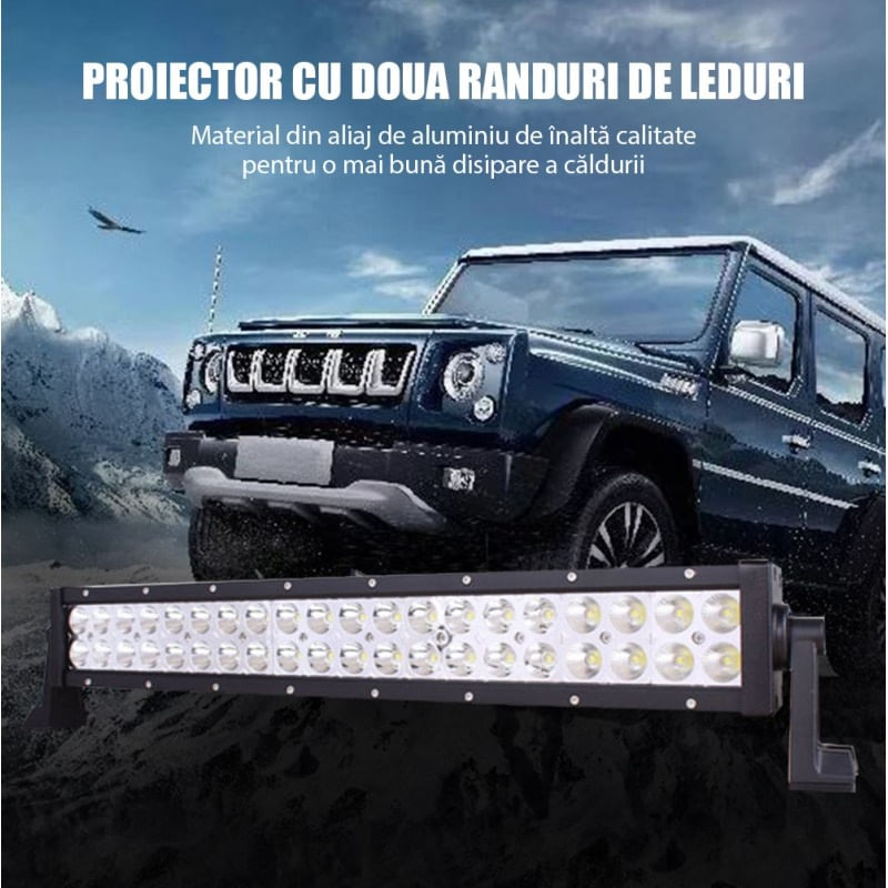 Bara proiectoare LED Auto Offroad Techstar® PNA1, 36W, 12V-24V, 6000 K, 3500 Lumeni, IP 67, 17 cm, Flood Beam 60° cu