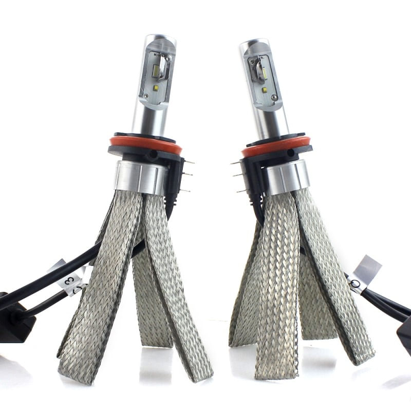 Set 2 LED-uri Auto Techstar® 8C, H15, 30w, 3000 Lumeni, 6500K, AUTO, 12-24 Volti, COB, Radiator Aluminiu si Cupru - 1 | YEO