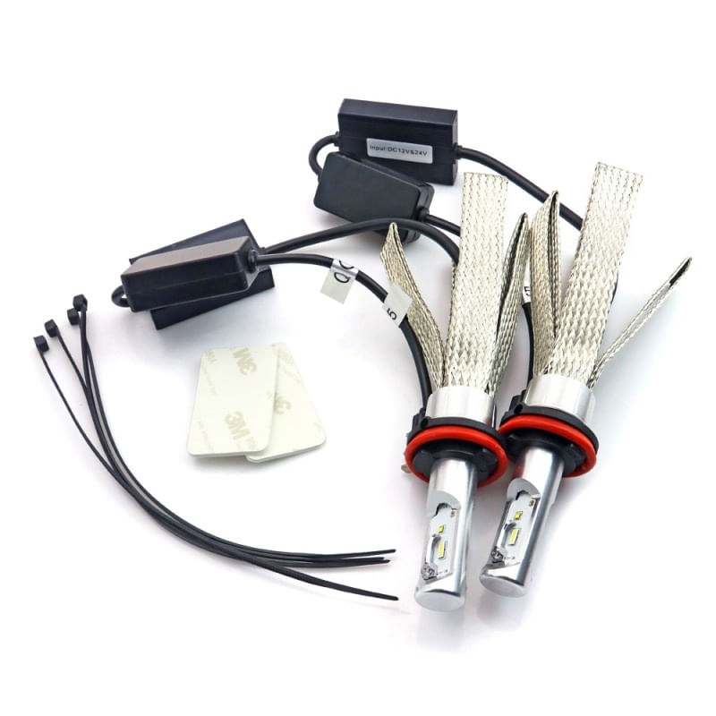 Set 2 LED-uri Auto Techstar® 8C, H15, 30w, 3000 Lumeni, 6500K, AUTO, 12-24 Volti, COB, Radiator Aluminiu si Cupru - 3 | YEO