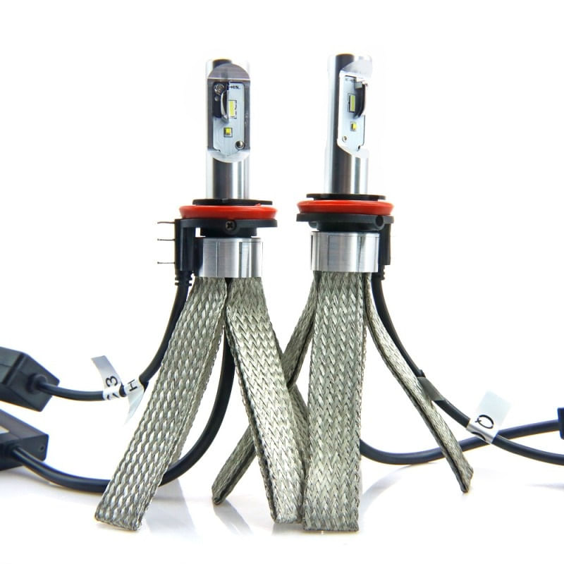 Set 2 LED-uri Auto Techstar® 8C, H15, 30w, 3000 Lumeni, 6500K, AUTO, 12-24 Volti, COB, Radiator Aluminiu si Cupru