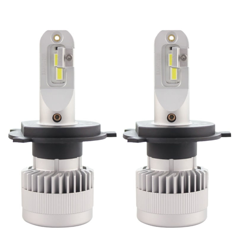 Set 2 LED-uri Auto Techstar® X9, H4, 60w, 8000 Lumeni, 6500K, AUTO, 12-24 Volti, CSP, Canbus, Miez Cupru, Radiator
