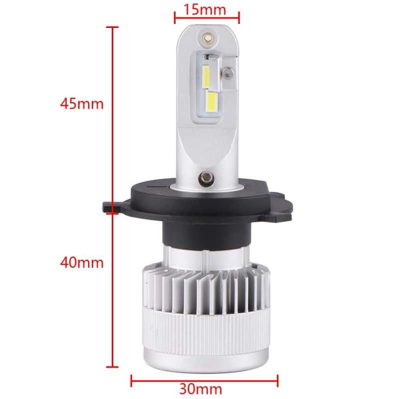 Set 2 LED-uri Auto Techstar® X9, H4, 60w, 8000 Lumeni, 6500K, AUTO, 12-24 Volti, CSP, Canbus, Miez Cupru, Radiator - 1 | YEO