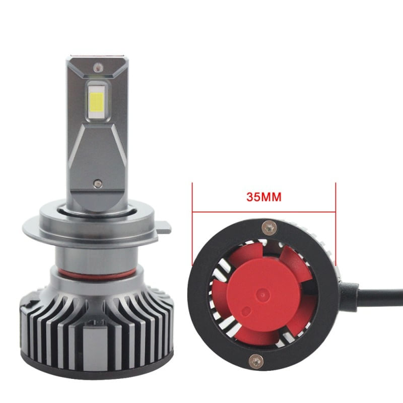 Set 2 LED-uri Auto Techstar® K9, H7, 50w, 6000 Lumeni, 6500K, AUTO, 12-24 Volti, CSP, Canbus, Miez Cupru, Radiator