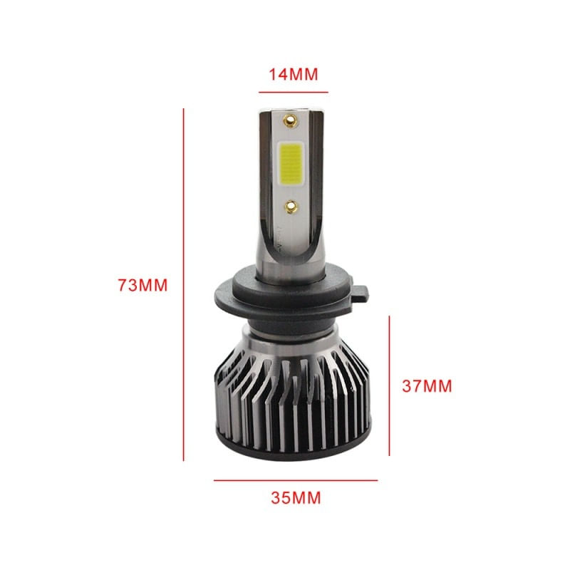 Set 2 LED-uri Auto Techstar® V6, H7, 40w, 4000 Lumeni, 6500K, AUTO, 12-24 Volti, COB, Canbus, Radiator Aluminiu