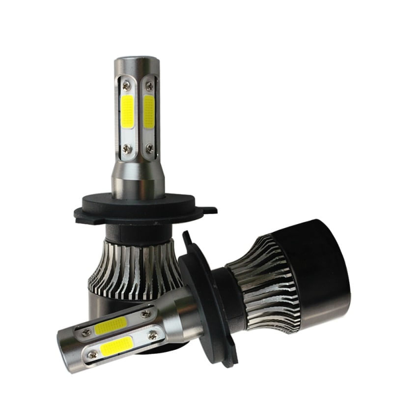 Set 2 LED-uri Auto Techstar® S4, H4, 40w, 4000 Lumeni, 6500K, AUTO, 12-24 Volti, COB, Canbus, Radiator Aluminiu
