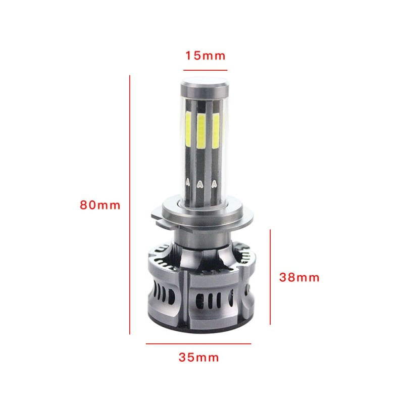 Set 2 LED-uri Auto Techstar® N8, H7, 50w, 5500 Lumeni, 3000K-8000K, AUTO, 12-24 Volti, COB, Canbus, Radiator Aluminiu - 3 | YEO