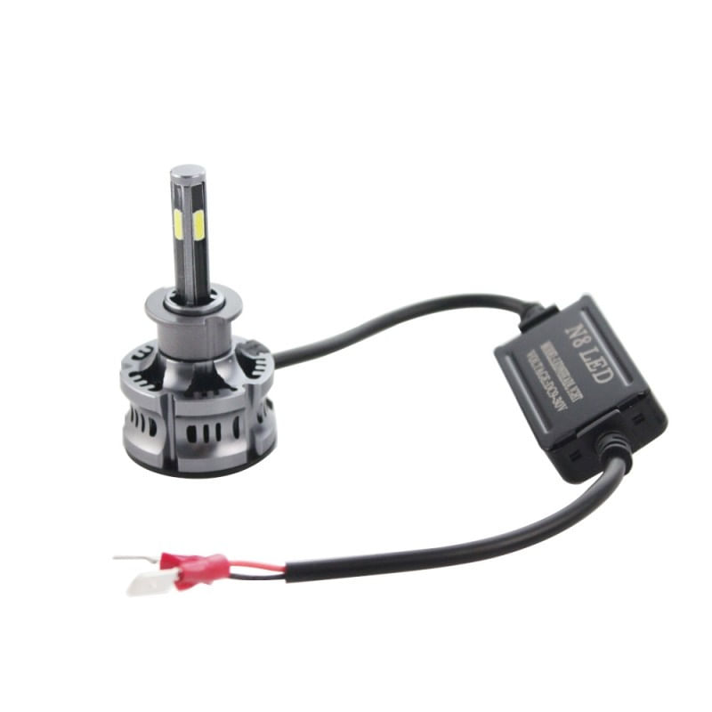Set 2 LED-uri Auto Techstar® N8, H3, 50w, 5500 Lumeni, 3000K-8000K, AUTO, 12-24 Volti, COB, Canbus, Radiator Aluminiu