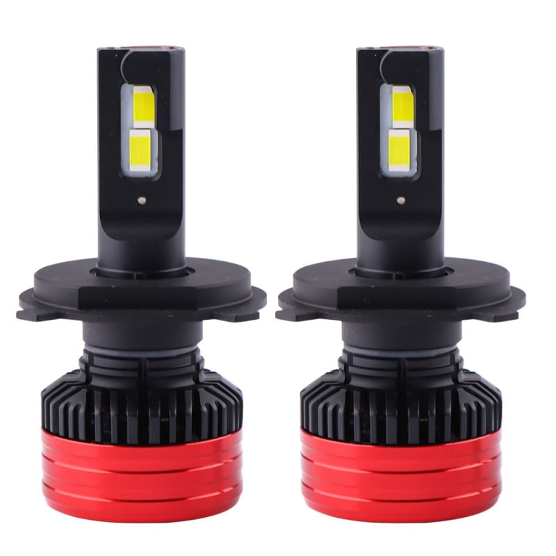 Set 2 LED-uri Auto Techstar® P28, H4, 80w, 12500 Lumeni, 6500K, AUTO, 12-24 Volti, CSP, Canbus, Miez Cupru, Radiator
