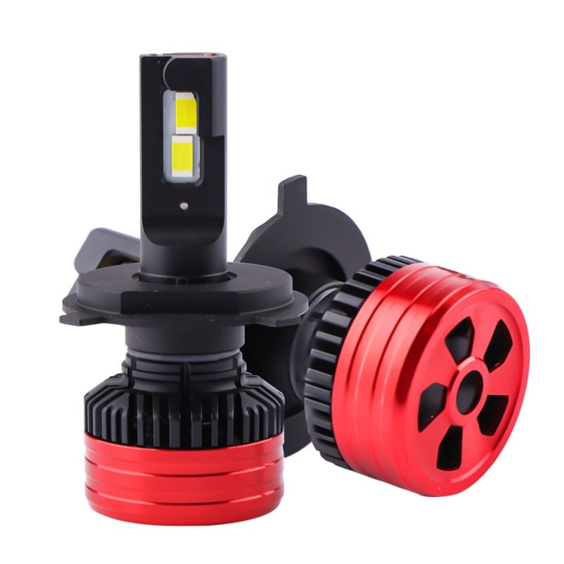 Set 2 LED-uri Auto Techstar® P28, H4, 80w, 12500 Lumeni, 6500K, AUTO, 12-24 Volti, CSP, Canbus, Miez Cupru, Radiator - 1 | YEO