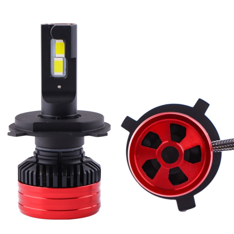 Set 2 LED-uri Auto Techstar® P28, H4, 80w, 12500 Lumeni, 6500K, AUTO, 12-24 Volti, CSP, Canbus, Miez Cupru, Radiator - 2 | YEO