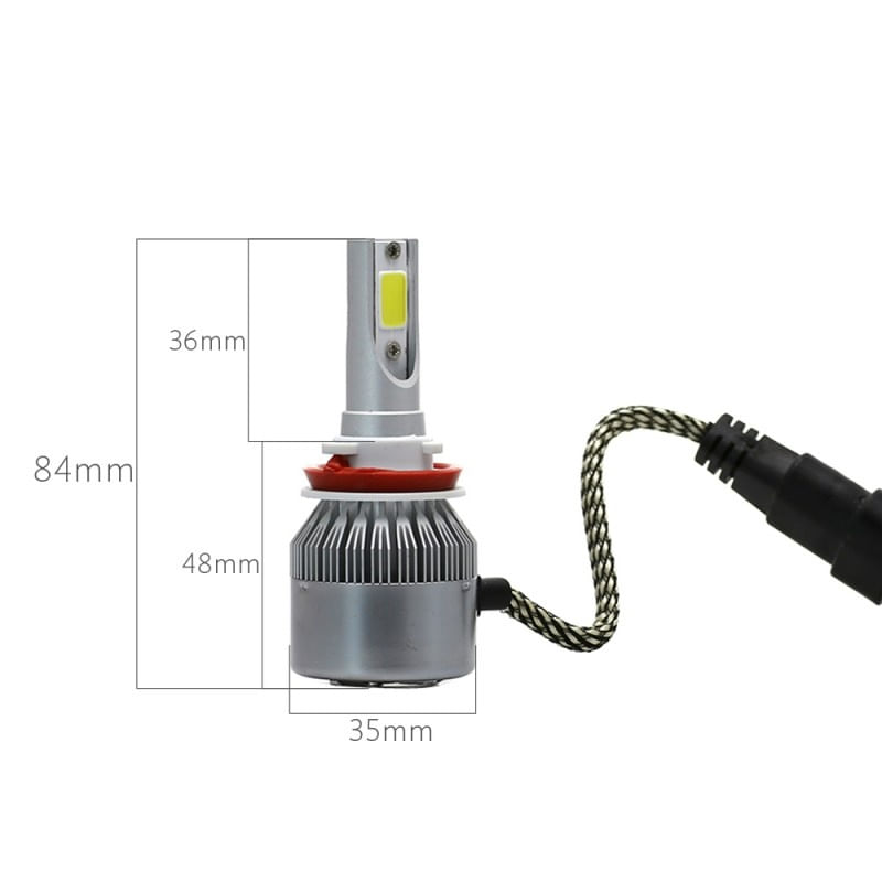 Set 2 LED-uri Auto Techstar® C6, H11/H8/H9, 36w, 3800 Lumeni, 6500K, AUTO, 12-24 Volti, COB
