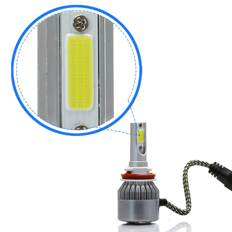 Set 2 LED-uri Auto Techstar® C6, H11/H8/H9, 36w, 3800 Lumeni, 6500K, AUTO, 12-24 Volti, COB