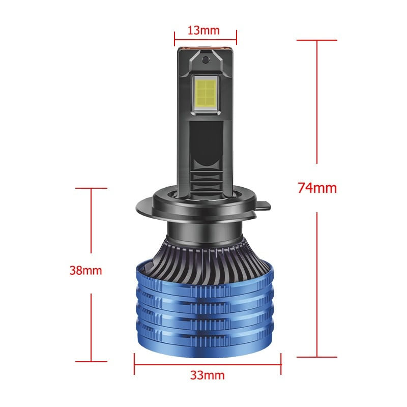 Set 2 LED-uri Auto Techstar® P41, H7, 100w, 16000 Lumeni, 6500K, AUTO, 12-24 Volti, CSP, Canbus, Miez Cupru, Radiator - 4 | YEO
