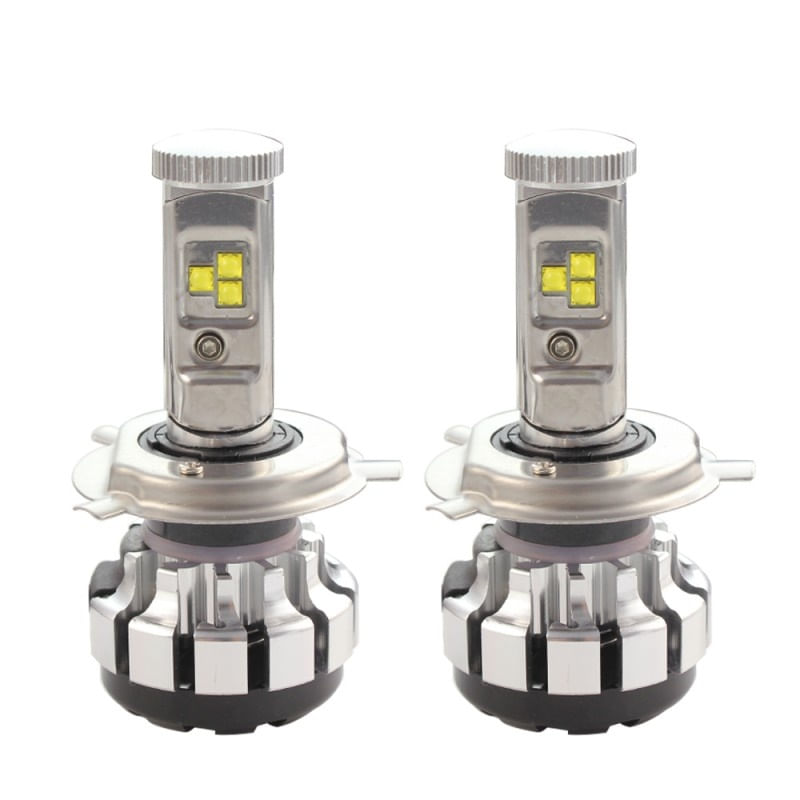 Set 2 LED-uri Auto Techstar® T1S, H4, 40w, 8000 Lumeni, 6500K, AUTO, 12-24 Volti, CREE, Canbus, Radiator Aluminiu