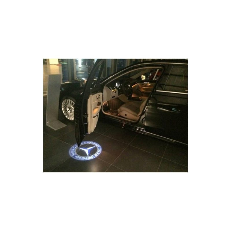 Set 2 Bucati Emblema Logo LED Portiera dedicata Marca Auto MERCEDES - 1 | YEO