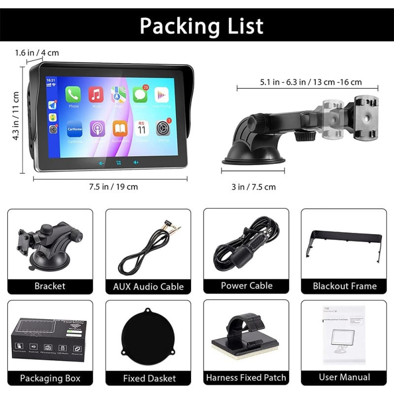 Sistem Multimedia Techstar® Apple Carplay/Android, Ecran tactil, 7 inch 1080P Full HD, Bluetooth, Mirror Link/card