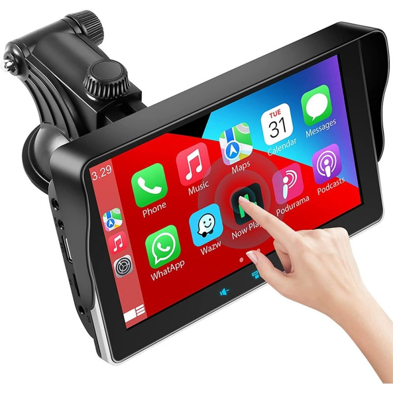 Sistem Multimedia Techstar® Apple Carplay/Android, Ecran tactil, 7 inch 1080P Full HD, Bluetooth, Mirror Link/card - 2 | YEO