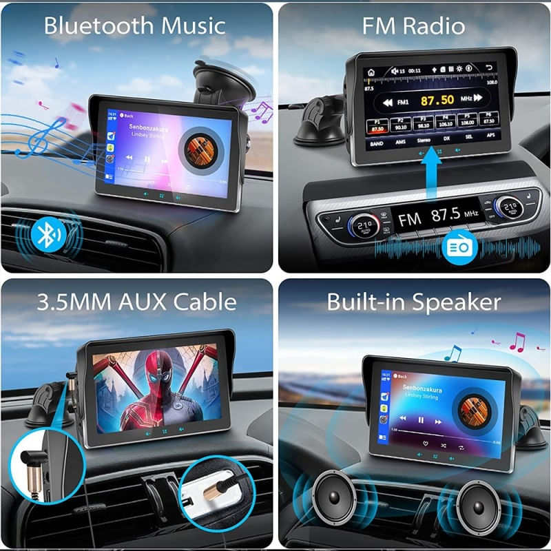Sistem Multimedia Techstar® Apple Carplay/Android, Ecran tactil, 7 inch 1080P Full HD, Bluetooth, Mirror Link/card - 3 | YEO