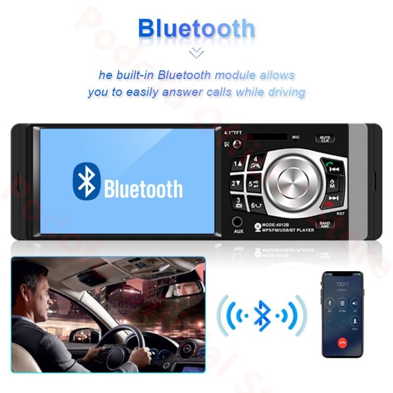 MP5 Player Techstar® 4012B, 1DIN, Ecran HD 4.1 inch, Comenzi Volan, Telecomanda, Bluetooth, USB, Negru - 2 | YEO