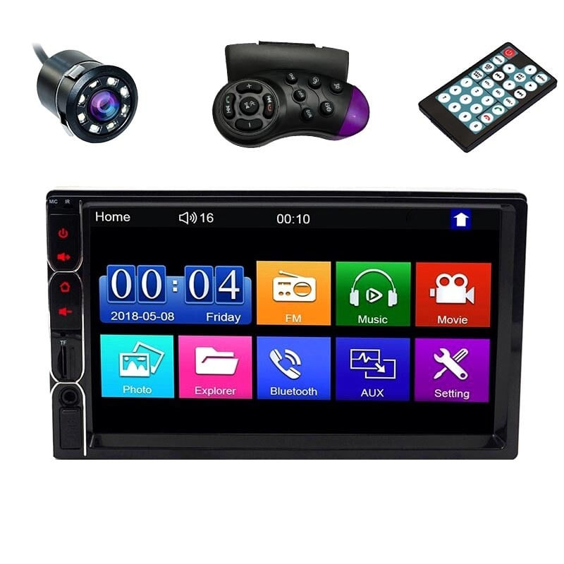 MP5 Player Techstar® 7031, 2DIN, Camera Marsarier, Ecran HD Touch 7", Comenzi Volan, Telecomanda, MirrorLink, Bluetooth