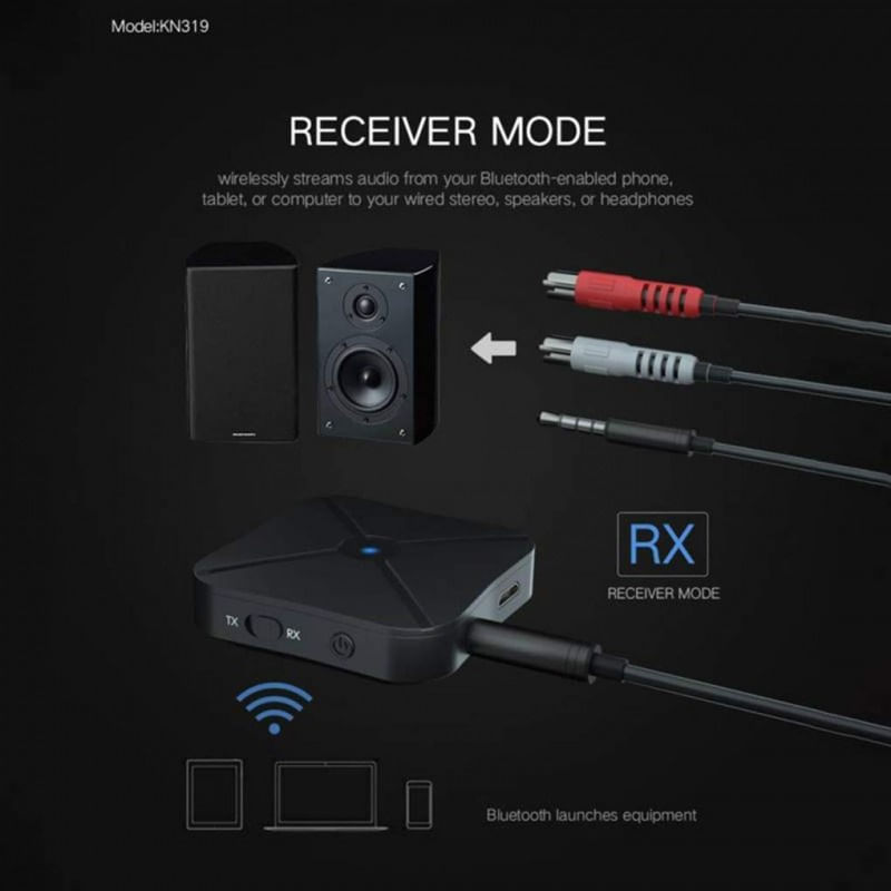 Transmitator si Receptor Audio Techstar® KN319, Bluetooth 4.2, Wireless, 2in1, Real Stereo, Adaptor TV, 3.5mm - 4 | YEO