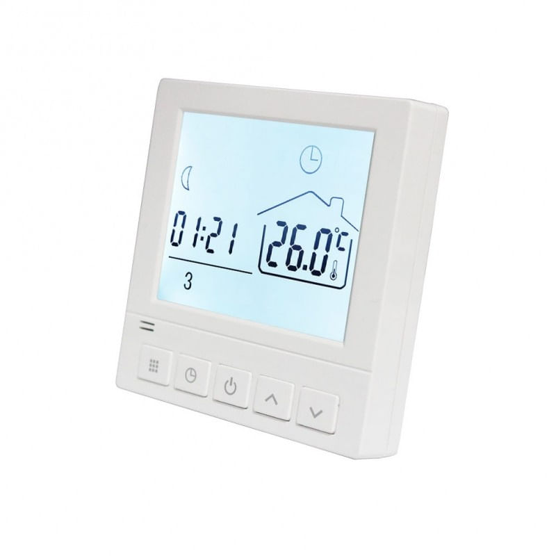 Termostat Techstar® Smart TH-8W, Wireless, 16A, 3500W, Google Home, Alexa, Tuya, Senzor Pardoseala, Alb
