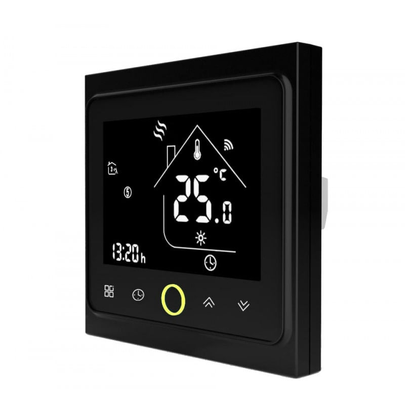 Termostat Techstar® Smart TH-20W, Wireless, 16A, 3500W, Google Home, Alexa, Tuya, Senzor Pardoseala, Ecran LED, Negru - 2 | YEO