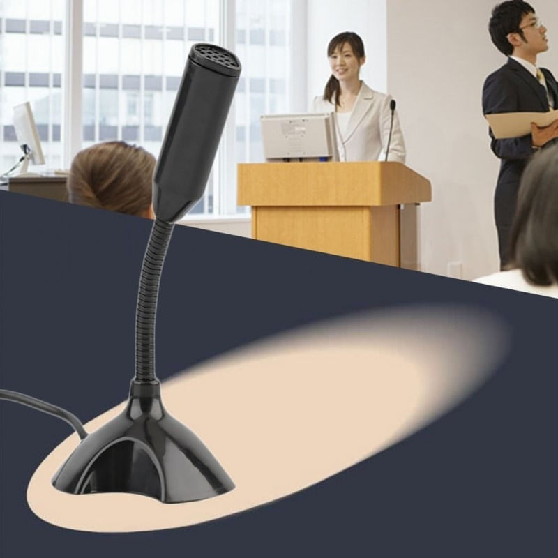 Microfon Techstar® Desktop, de Birou cu Suport, Conexiune USB, Plug&Play, Negru - 1 | YEO