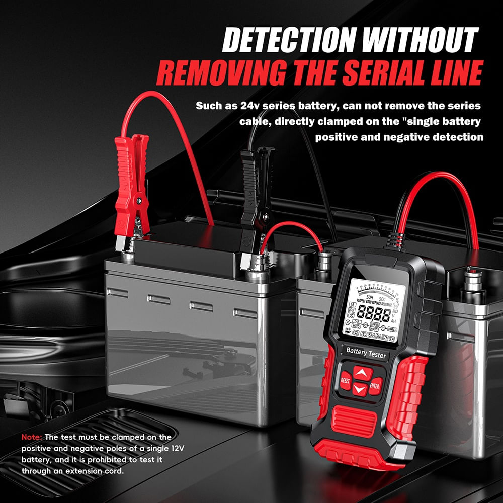 Tester Inteligent de Baterii Foxsur FBT-300, 12V/24V, pentru Auto si Motociclete, cu Ecran LCD 2.7