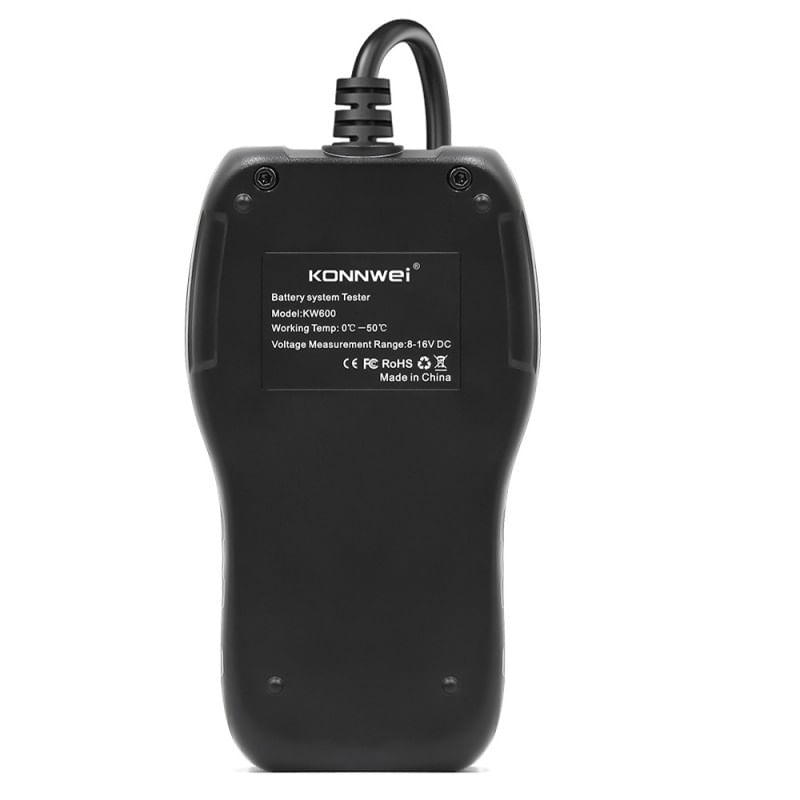 Tester profesional pentru baterii auto, Konnwei KW600, 12V/24V, Display 2,4 inch, Graficul tensiunii, 100-2000 CCA - 2 | YEO