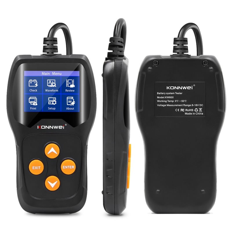 Tester profesional pentru baterii auto, Konnwei KW600, 12V/24V, Display 2,4 inch, Graficul tensiunii, 100-2000 CCA - 4 | YEO