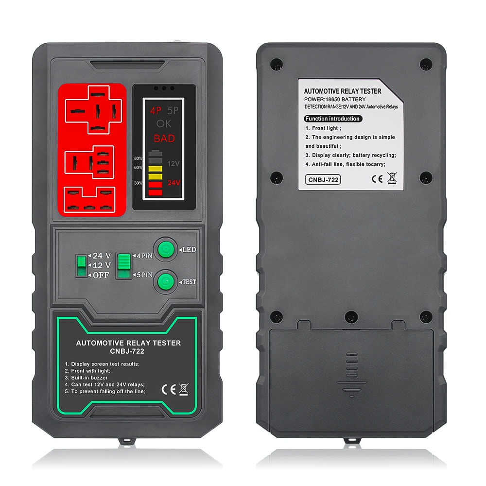 Detector Tester de Relee Auto Wireless Techstar® CNBJ-722, pentru 12V/24V , Compatibil cu Relee 4 si 5 Pini, Afisaj - 2 | YEO