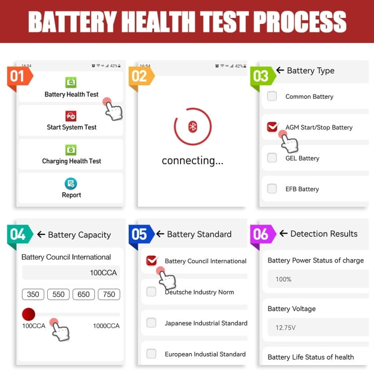 Tester Baterie Auto LAUNCH X431 BST360, 6V si 12V, Bluetooth 5.0, Testare Tensiune, Pornire la Rece, Rezistenta, Stadiu - 4 | YEO