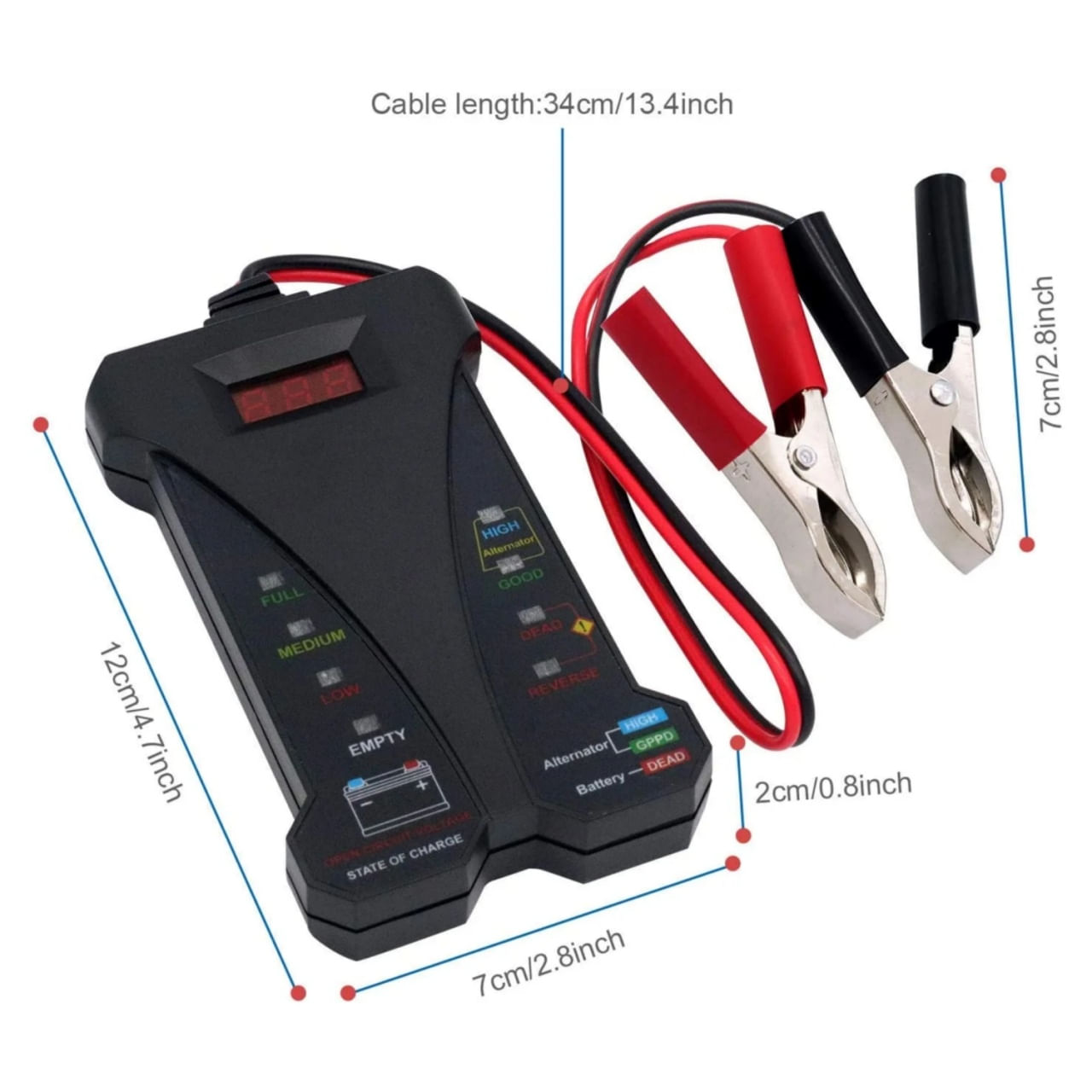 Tester Digital pentru Baterii Auto 12V Techstar® cu Voltmeter si Analizor al Sistemului de Incarcare al Alternatorului - 2 | YEO