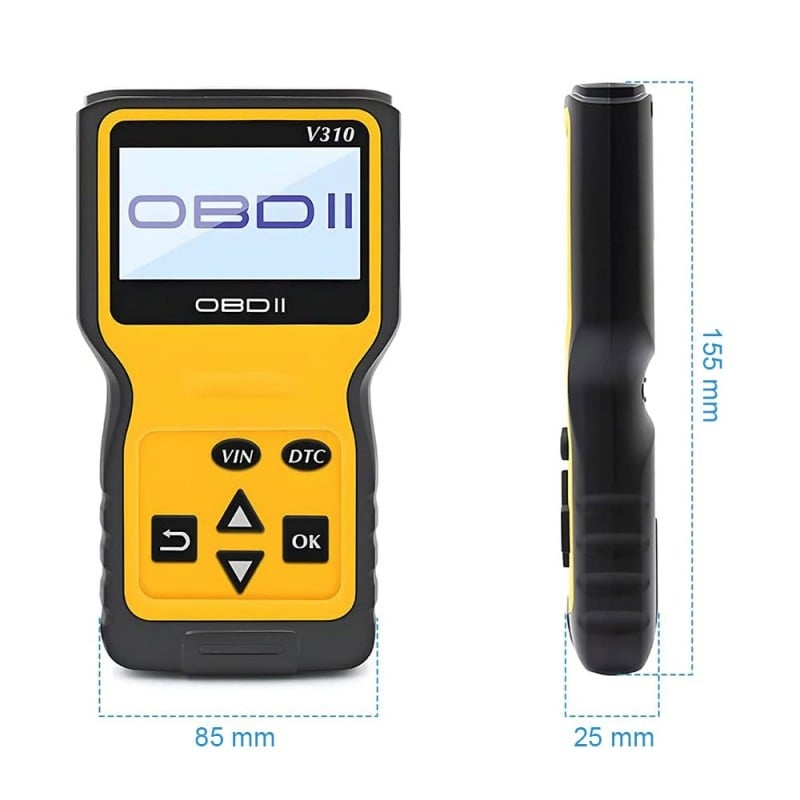 Dispozitiv de diagnosticare si scanare auto Techstar® V310, OBD2, Citire/ Stergere coduri de eroare, Ecran LCD