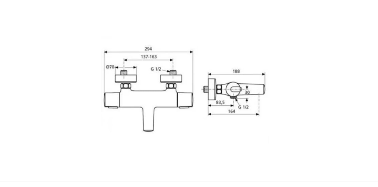 Baterie cada Ideal Standard Ceratherm 100, cu termostat, crom lucios — imaginea 2