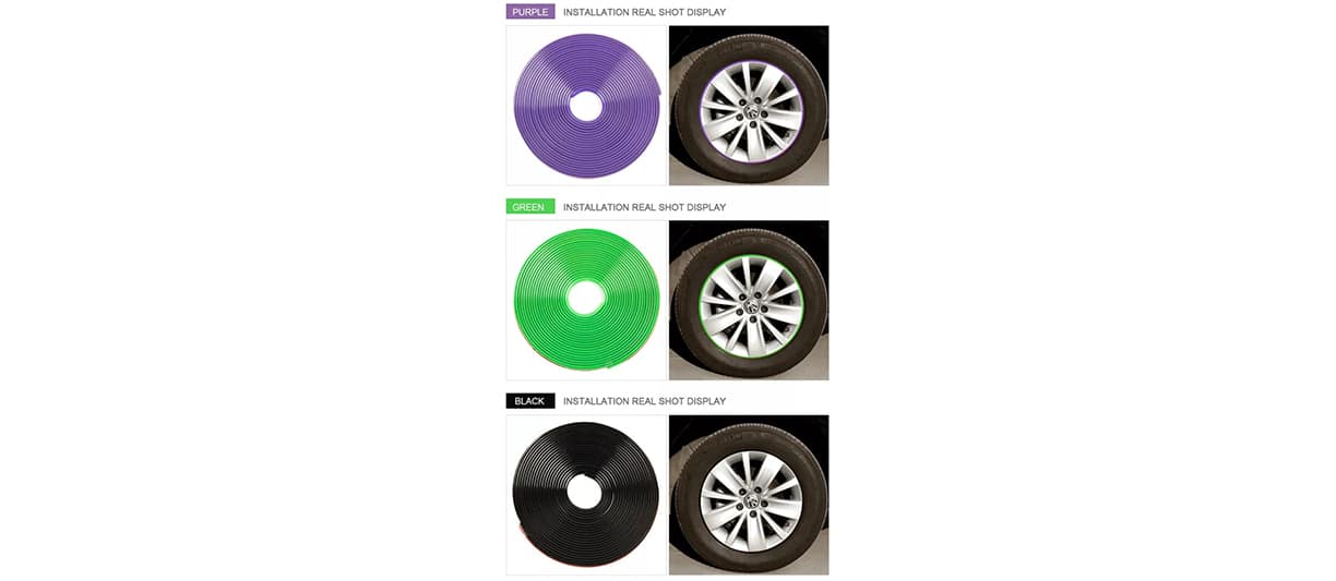 Banda Protectie Jante cu Dublu Adeziv AutoREY® Premium Inele Protectie din Cauciuc, Rola de 8 Metri - Rosu - imagine 2
