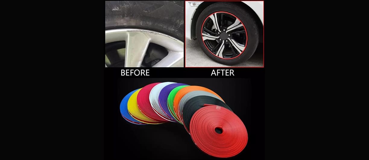 Banda Protectie Jante cu Dublu Adeziv AutoREY® Premium Inele Protectie din Cauciuc, Rola de 8 Metri - Rosu - imagine 13