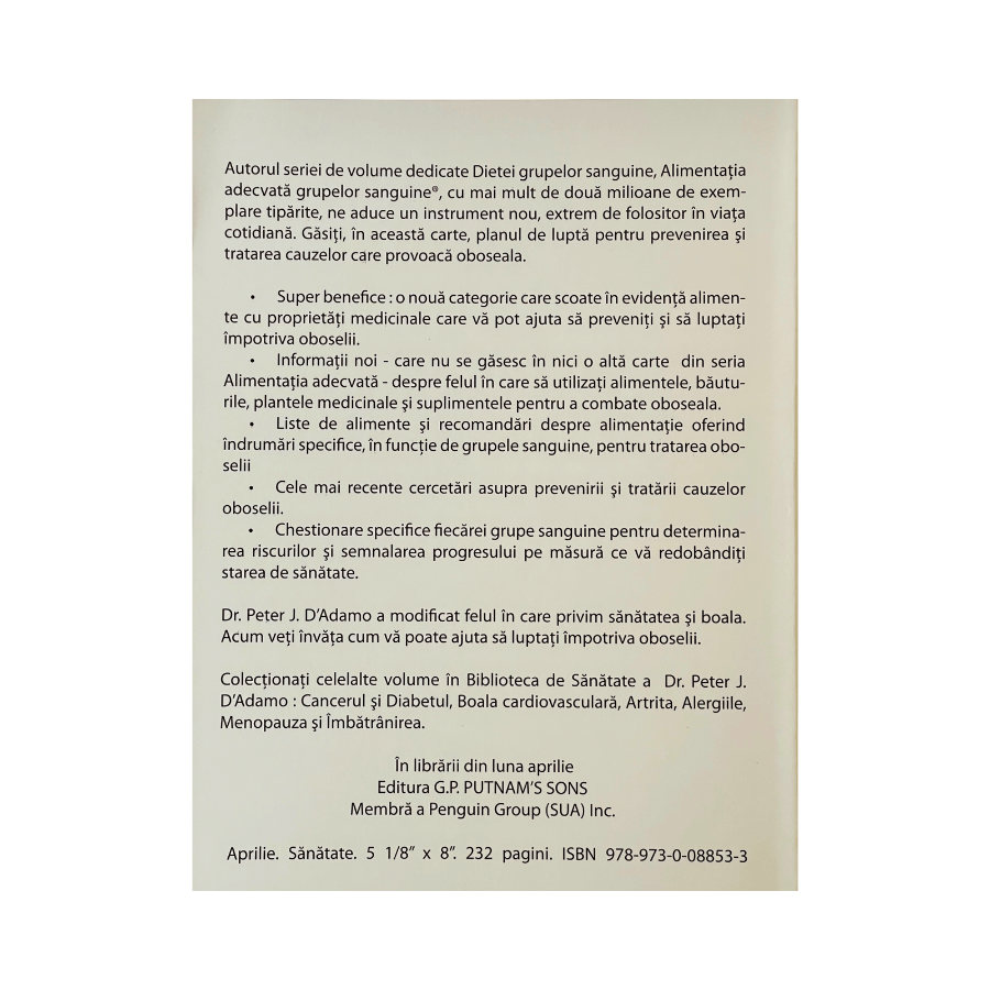 Cum Combatem Oboseala cu ajutorul Dietei Grupelor Sanguine - Dr. Peter J. D Adamo - 1 | YEO