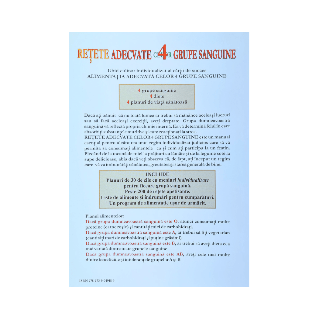 Retete Adecvate Celor 4 Grupe Sanguine: Ghidul Complet pentru o Alimentatie Personalizata si Sanatoasa - 3 | YEO