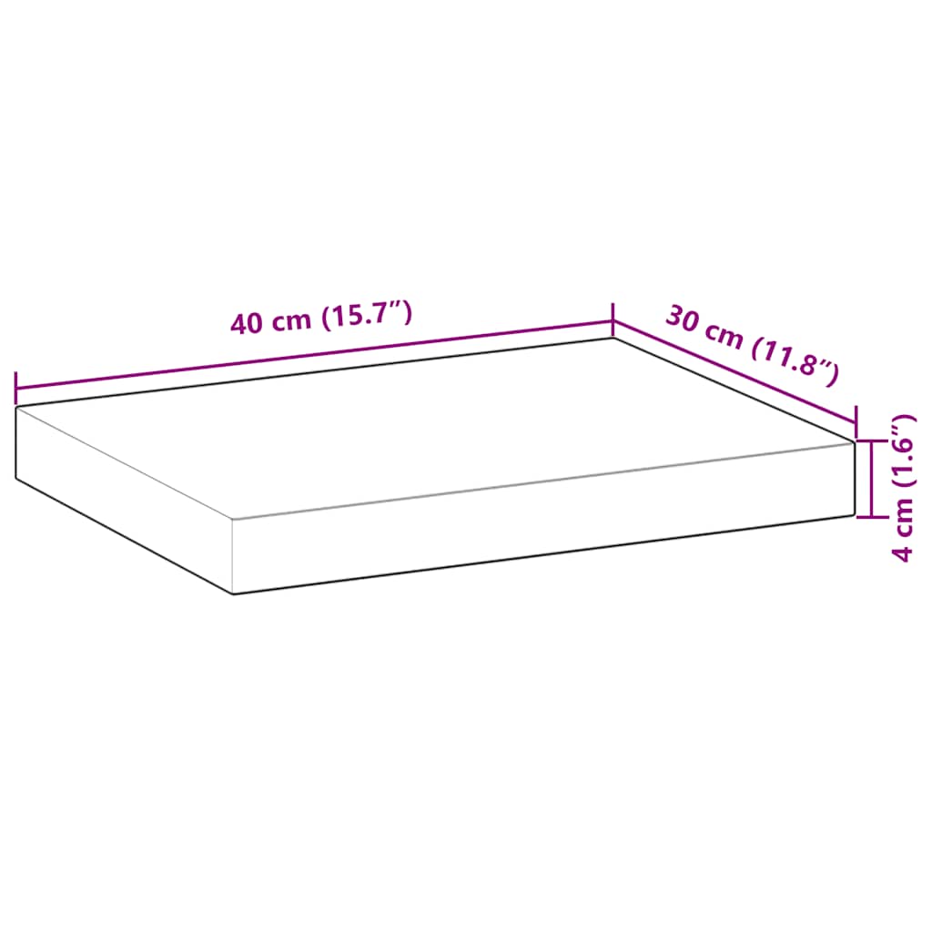 Rafturi suspendate 4 buc. 40x30x4 cm lemn masiv acacia netratat — imaginea 9